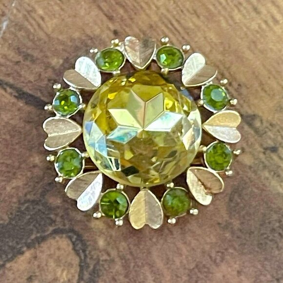 Vintage 1970s Avon Sun Brillant Brooch Convertible Pendant Gold Tone Rhinestone - Picture 2 of 5